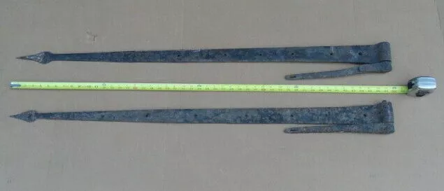 Pair of 4 ft Barn Door Gate Strap Hinges w/ Pintles Antique Hand Forged Nice One 7