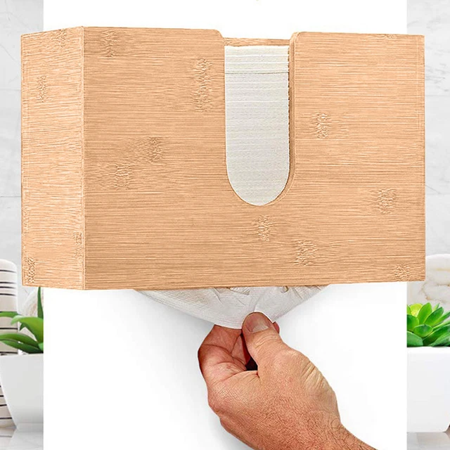 Hotel Kitchen Countertop Wall Mount Bamboo Paper Towel Dispenser Napkin Holder