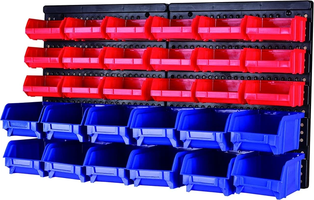 Maxworks 80694 30-Bin Wall Mount Parts Rack/Storage for Your Nuts, Bolts, Screws