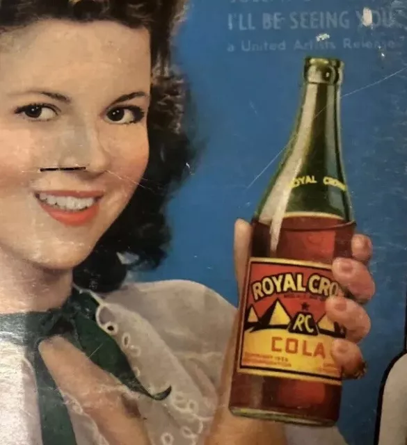 ROYAL CROWN COLA Vintage Advertising Fan with Shirley Temple Holding Bottle