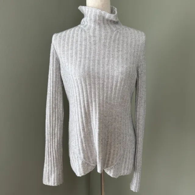 Minnie rose cashmere knit sweater grey turtleneck women’s large long sleeve