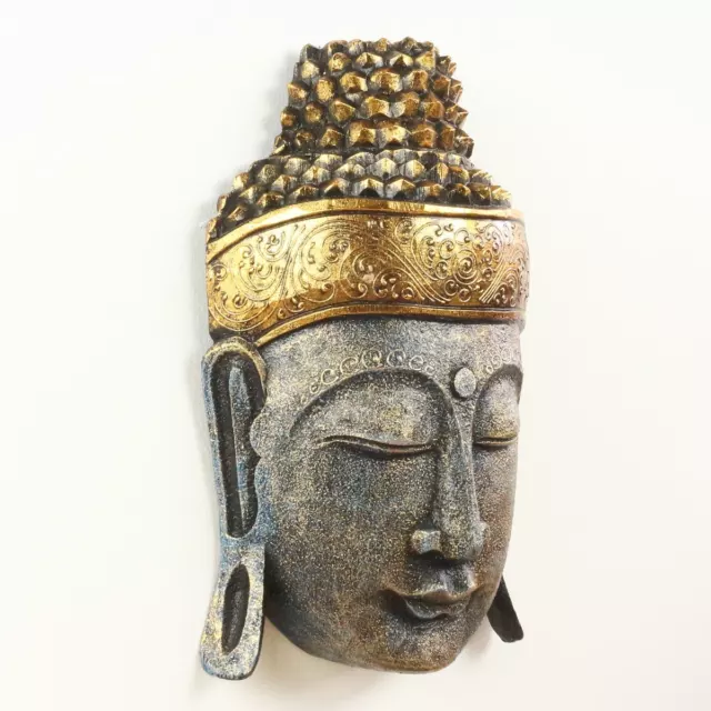 Buddha Maske Wanddeko hängende Deko Gesicht Wandmaske Wand Goldverzierung 40 cm 2