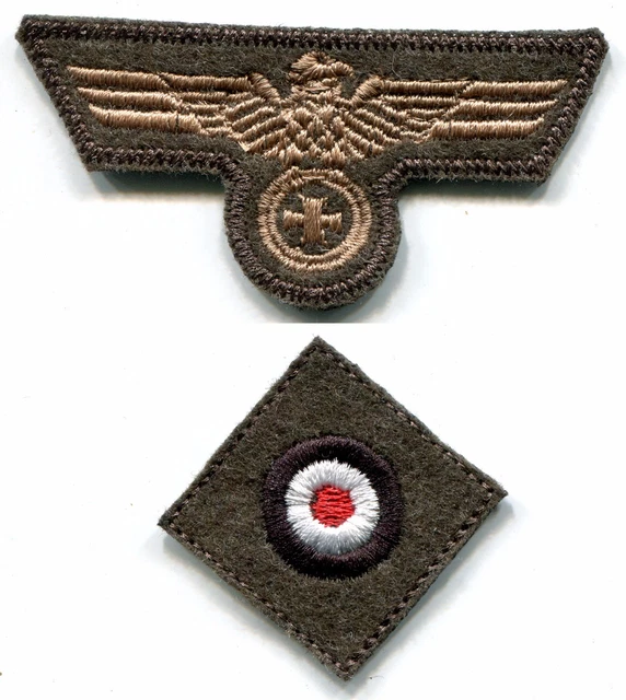 WWII GERMAN HEER Cap Set Eagle Iron Cross Tan on Field Grey Wool Repro