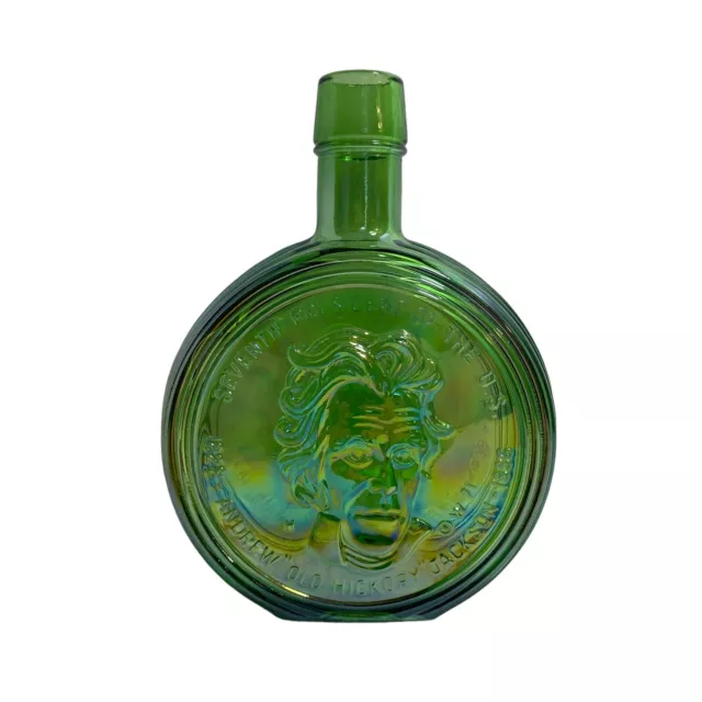 Green Andrew "Old Hickory" Jackson Wheaton Glass Full Size Bottle / Decanter