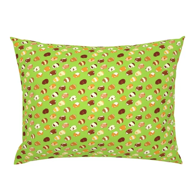 Guinea Pigs Pig Animal Hamster Small Pet Green Pillow Sham by Spoonflower
