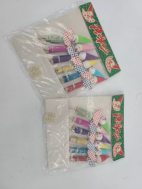 VTG Cocktail Party Parasols Paper Umbrellas Decorative Clowns, Japan 2 Sets NOS