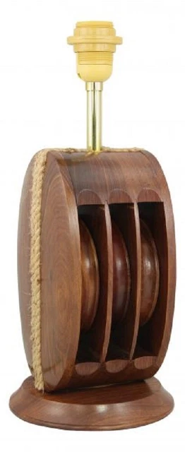 Maritime Tisch Lampe, Tischleuchte, Schreibtischlampe mit Blockrolle 52 cm 2