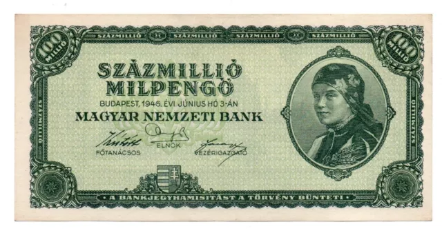 Hungary 100 million milpengo 1946 / aUNC / P-130