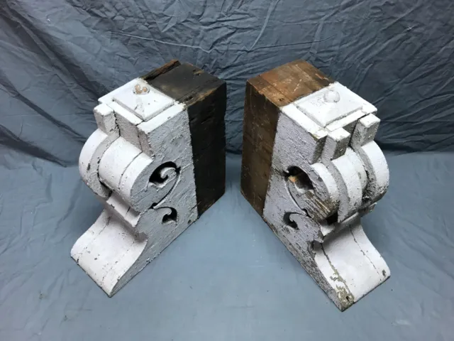 Antique Pair Chunky Corbels Roof Brackets Victorian Shabby VTG Chic Old 1020-23B