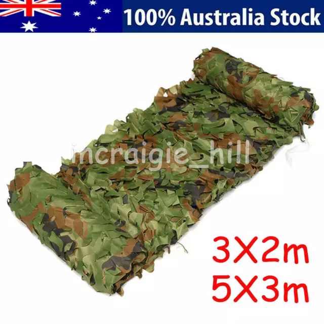 3m 5m Camouflage Netting Army Camping Hide Hunting Green Net Camo Woodland AU