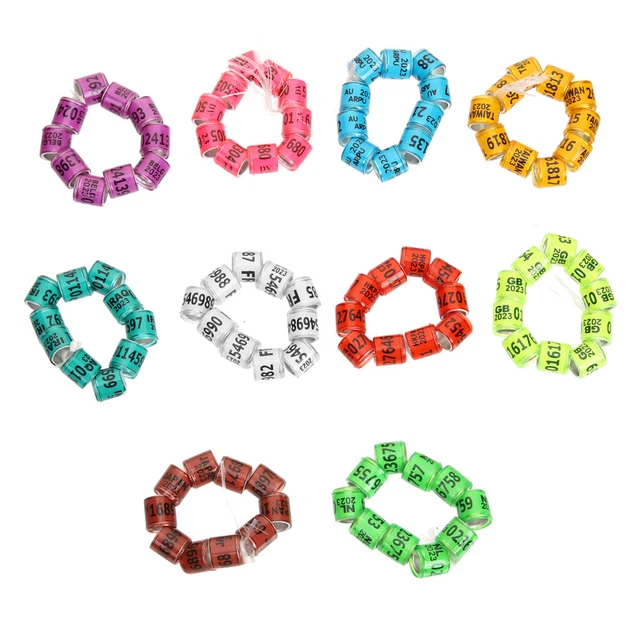100 piezas Anillo para pájaros Bandas para patas Bandas multicolor para pies de paloma Carreras Anillo para patas de paloma