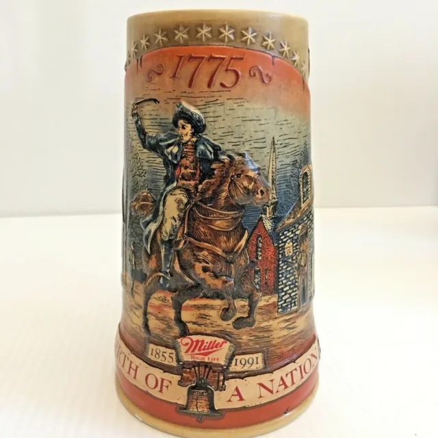Miller Brewing Beer Stein 1775 Birth of a Nation Paul Revere First in Series