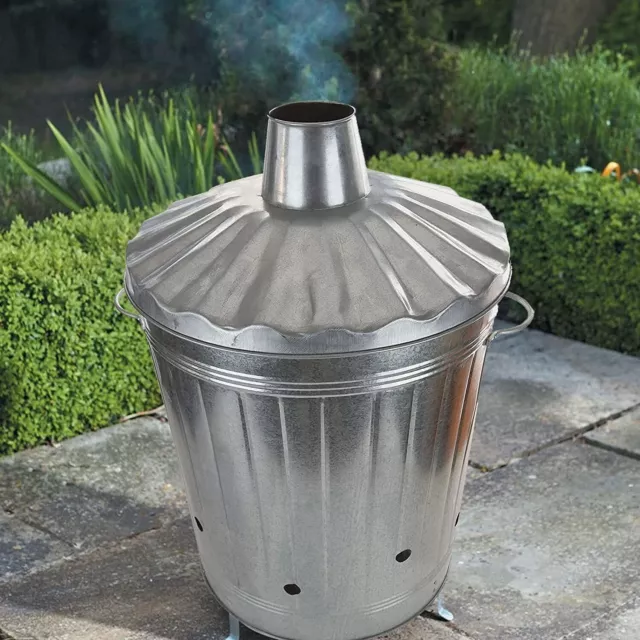 Garden Rubbish Fire Bin Galvanized Incinerator Paper Leaf Wood Waste Burner New