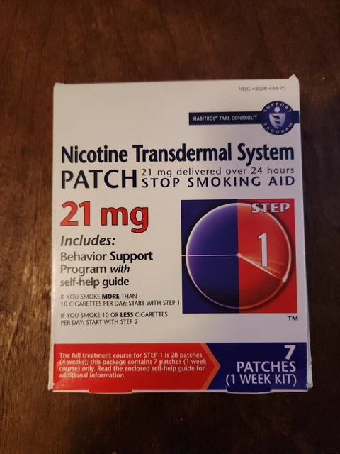 Parche de nicotina Habitrol ayuda para dejar de fumar - paso 1 21 mg - 7 unidades - caducidad 03/2025