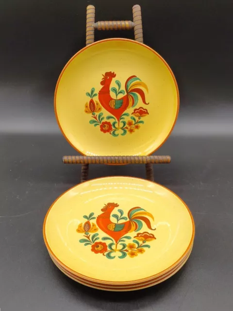 Set of 4 Vtg Taylor Smith Taylor Reveille Rooster 6.75" Bread Dessert Plates MCM