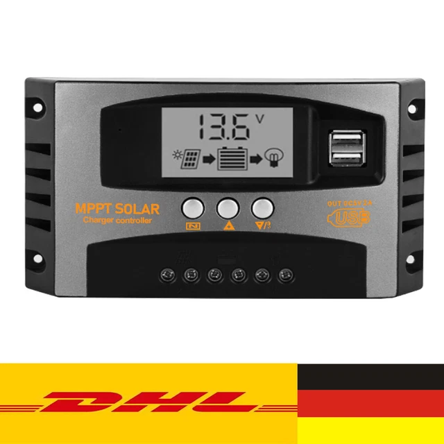 Produktbild von Y&H 40A MPPT Solar-Laderegler 12V/24V – Mit Dual-USB, LCD-Display, Für Blei & Lithium, Inkl. Wanderer BL912