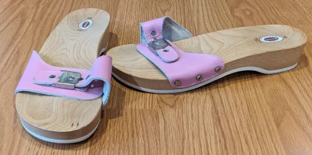 Vintage Women's Dr. Scholl's the Original Wooden Sandals Italy Pink - 10