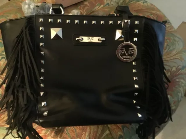 Versace 19v69 Abbigliamento Sportivo SRL Milano Italia Black Embossed  Checkered Satchel/handbag/tote 