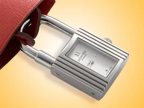 Hermès Kelly-Cadenas Femmes Acier Inoxydable Locker-Style Montre Et Clochette