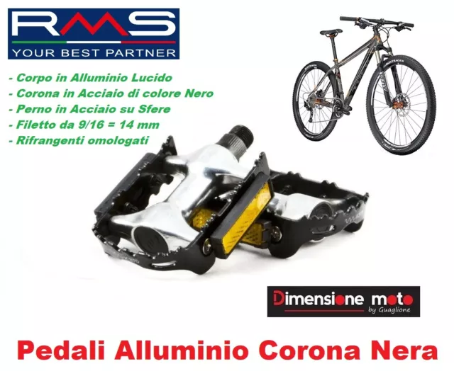 0080 - Coppia Pedali XERAMA Alluminio Corona Nera per Bici 20-24-26-28 City Bike