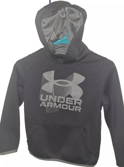 Kids Under Armour Black Hoodie Size YSM 7-8 Pullover Boys Girls Cold Gear