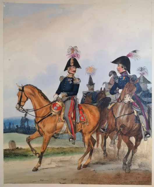 Handkolorierte Lithographie um 1840. Kurfüstenthum Hessen Cassel General Eckert