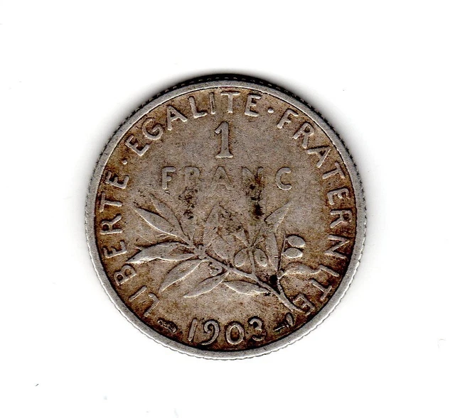 Pièce France 1 Franc Semeuse 1914 Paris – Argent – TTB+ – Gadoury 467