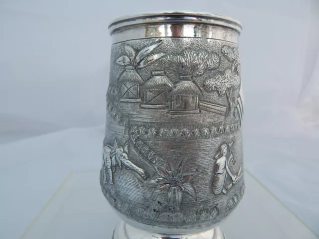 Superb Early 20Th Century Indian Colonial Sterling Silver Tankard 2