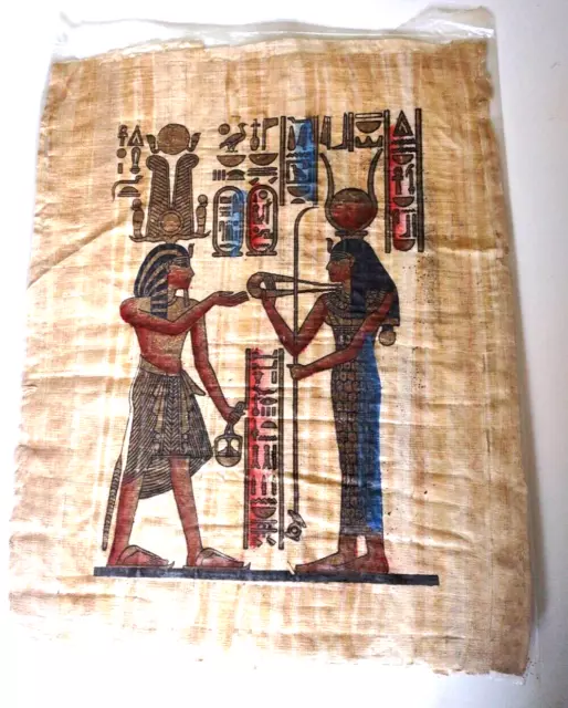 Authentic Handpainted Ancient Egyptian Goddess ISIS Temple Wall Papyrus 17"