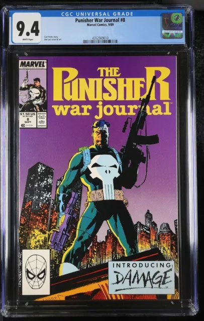 Punisher War Journal #8 CGC 9.4 MARVEL 9/89 Jim Lee Art Classic Cover