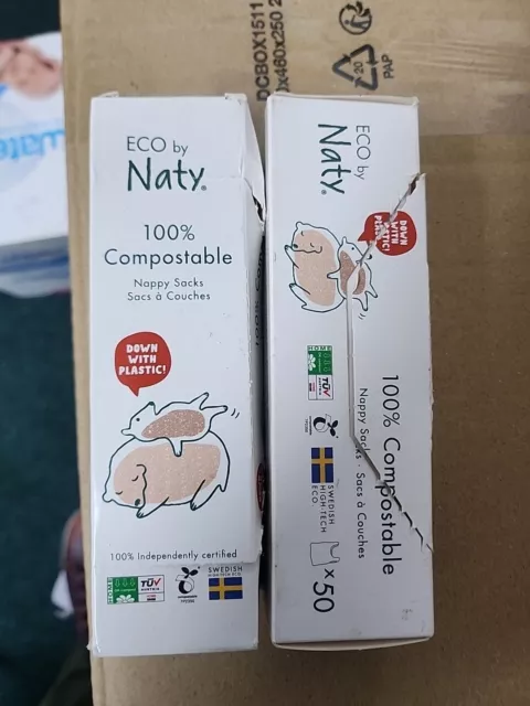 2x Eco by Naty Ecological Disposable Bags - Baby Nappy Sacks, 100% Compostable