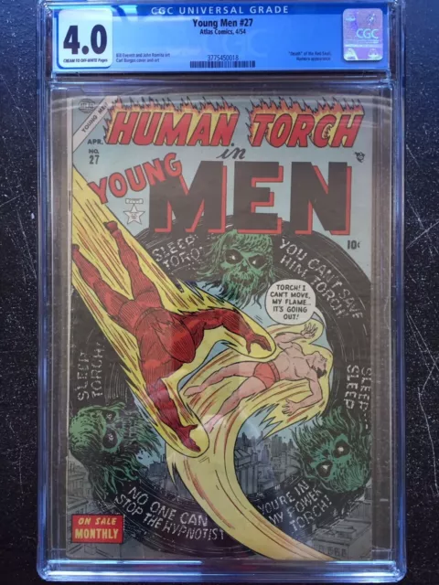 YOUNG MEN #27 CGC VG 4.0; CM-OW; Human Torch/Subbie cover (4/54)!