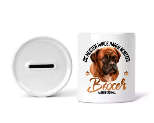 Sparschwein Spardose Sparbüchse mit Boxer Hund Dog Hundebesitzer Geschenk