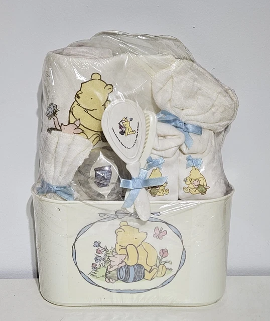 Winnie The Pooh Baby Bath Set Piglet Brush Comb Booties Washcloth - NEW & SEALED