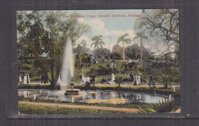QUEENSLAND, BRISBANE, BOTANIC GARDENS, FOUNTAIN POND, 1913 ppc., unused.
