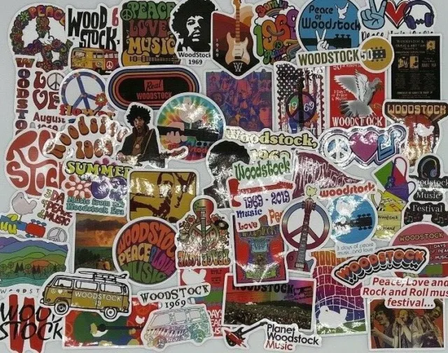 50 Sticker Aufkleber Stickerbomb Peace Love Woodstock Hippie No War Liebe