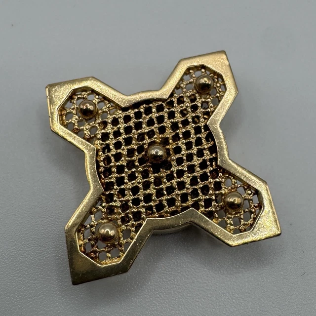 Pendentif Ancien Porte-bonheur Plaqué Or - Avec Onyx Noir Et Perle - Magnétisme Vitafor A9