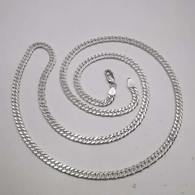 Collier Chaîne En Argent Massif 925 Vintage - Bijou Ancien Signé 13,43g