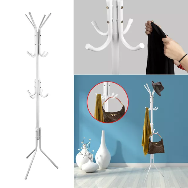 12 Hooks Coat Rack Hat Bag Stand Tree Clothes Hanger Umbrella Holder Organizer