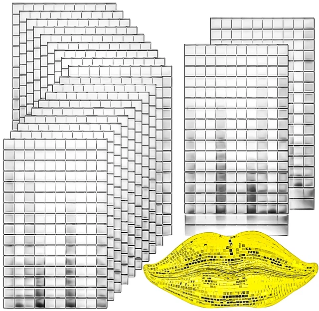 1800 Pieces 10x10 mm Self-Adhesive Mirrors Mosaic Tiles, Real Mini
