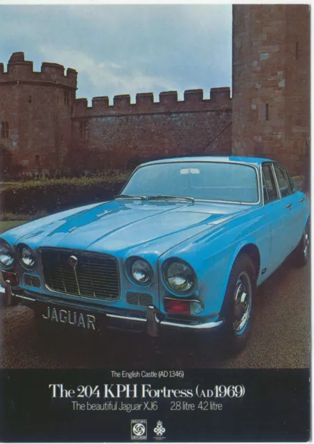 Jaguar XJ6 1968 MODERN postcard by Vintage Ad Gallery