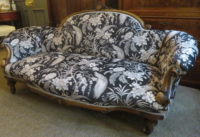 Stunning Victorian Walnut Sofa Superb Upholstery, Fresh From The Workshop