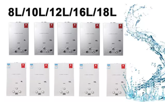 8L/10/12/16L/18L LPG Propane Gas Tankless Instant Hot Water Heater Shower Boiler