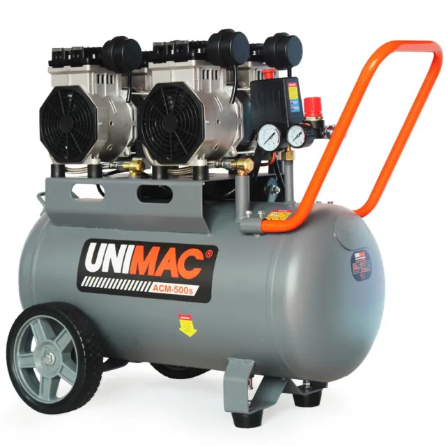 UNIMAC 50L 3.0HP Silent Oil-Free Electric Air Compressor, Portable, Twin Nitto