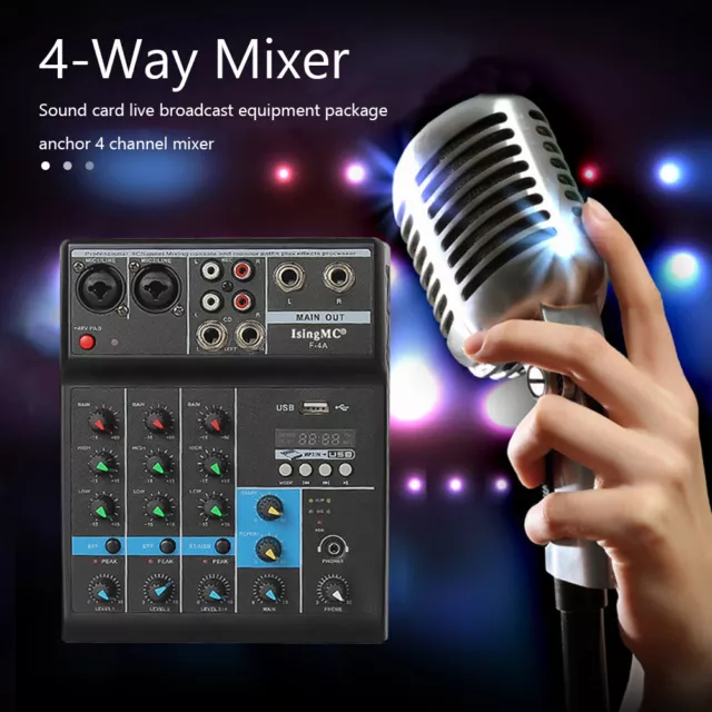 F-4A 4-CHANNEL AUDIO Mixer Portable Bluetooth-compatible Sound Mixing ...