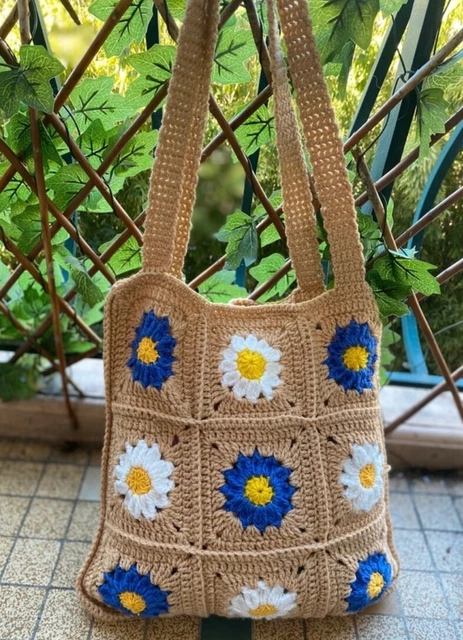 Sac Fait Main Au Crochet – Beige Et Marron – Bandoulière – Taille Moyenne