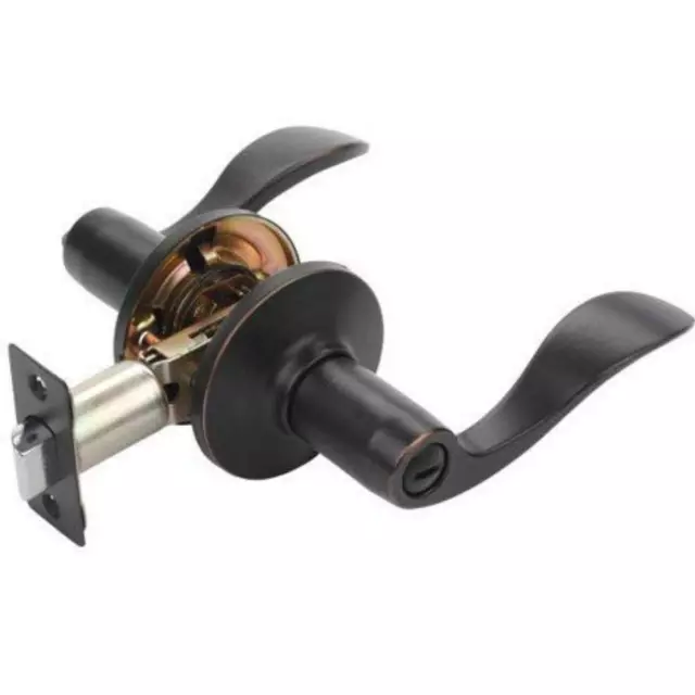 Heavy Duty Wave Style Privacy lever door lock - Satin Nickel / Oil Rubbed Bronze