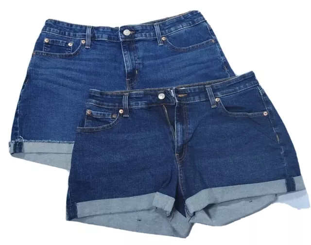 Denizen From Levis Women’s Dark Wash High Rise Blue Denim Jean Shorts Sz14 W32