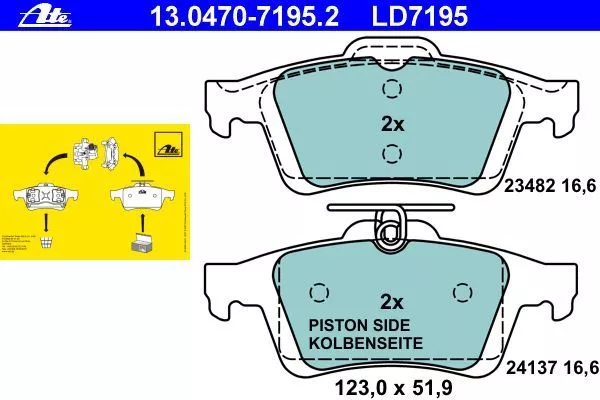 ATE POWERDISC BREMSSCHEIBEN+CERAMIC BELÄGE passend für HINTEN FORD FOCUS 3 3