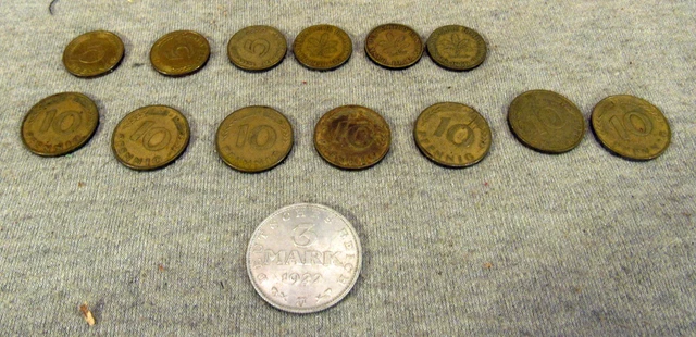 Lot 14 1920-1980's Bundes Republik Deutschland Reich Silver Brass Tone Coins